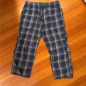 Old Navy Men's Navy and Yellow Plaid Pajama Pants Size Small